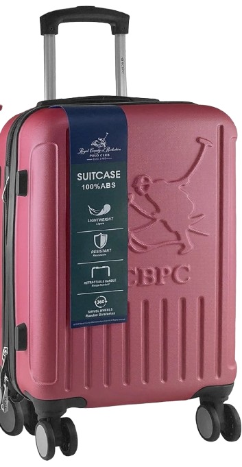 MALETA VIAJERA PEQUEÑA//20 PULGADAS//CAPACIDAD DE 10 KG//CORREAS ELASTICAS//CERRADURA DE 3 DIGITOS (TSA LOCK)//RUEDAS ROTATIVAS 360º//MATERIAL ABS//COLOR CORAL//MARCA ROYAL COUNTY OF BERKSHIRE POLO CLUB