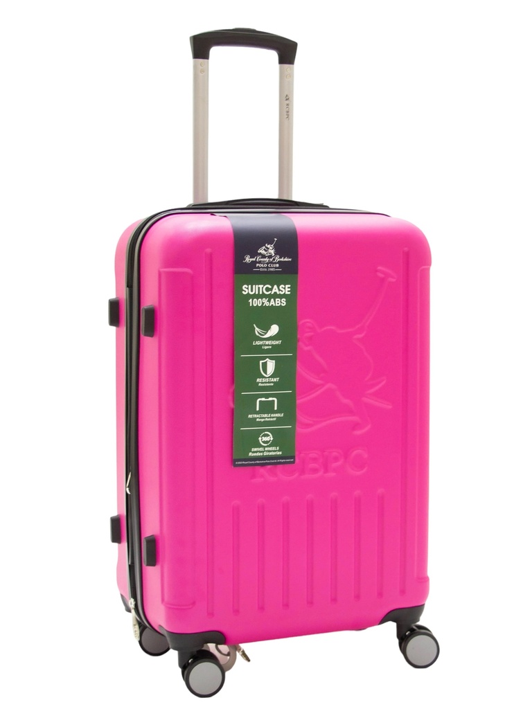 MALETA VIAJERA PEQUEÑA//20 PULGADAS//CAPACIDAD DE 10 KG//CORREAS ELASTICAS//CERRADURA DE 3 DIGITOS (TSA LOCK)//RUEDAS ROTATIVAS 360º//MATERIAL ABS//COLOR FUCSIA//MARCA ROYAL COUNTY OF BERKSHIRE POLO CLUB