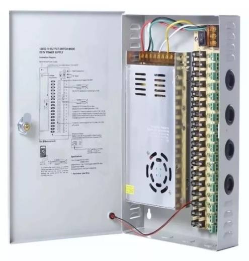 FUENTE CENTRALIZADA DE CCTV, 18 CANALES, 20 AMP, 110V Y 220V CON CAJETIN. MARCA U PRODUCTS