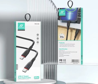 CABLE DE CARGA RAPIDA, 35W, USB C A USB C, 1 METRO DE LARGO, COLOR BLANCO. MARCA PHONENCIA