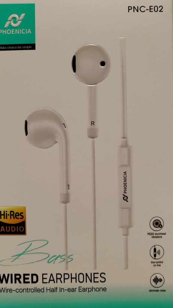 AURICULARES CABLEADOS, 1.2M DE LARGO, INTERFAZ AUXILIAR 3.5MM. MARCA PHONENCIA