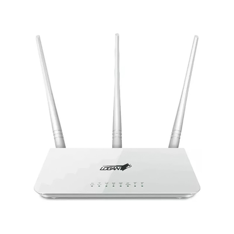 ROUTER INALAMBRICO N300 DE 3 ANTENAS, 300Mbps, ALTO RENDIMIENTO, VELOCIDAD 300Mbps EN BANDA 2.4GHz, FUENTE DE ALIMENTACION DC 9V 600mA  MARCA LOGAN