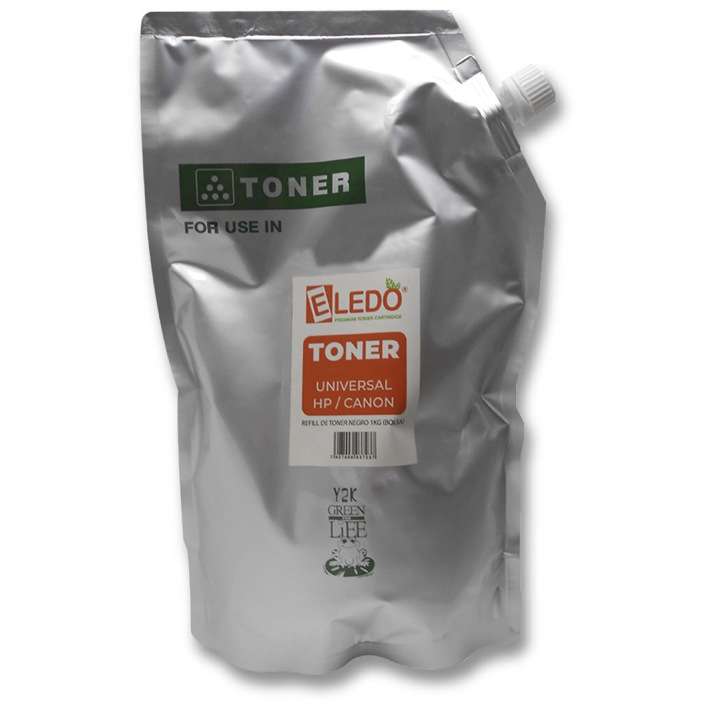 TONER DE RECARGA 2612A /GPR22 /GPR15 /GPR17 /GPR18 / 49A / 53A / 80A PARA HP/CANON CAPACIDAD 1 KG. MARCA ELEDO
