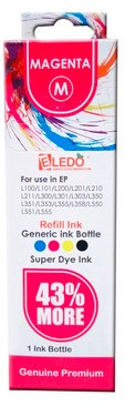 TINTA L100/L101/L200/L201/L210/L211/L300/L301/L303/L350/L351/L353/L355/L358/L550/L551/L555 MAGENTA CAPACIDAD 100ML MARCA ELEDO