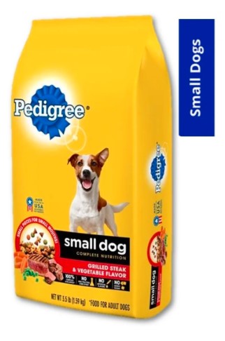SACO DE PERRARINA 1.59 KG, PARA PERROS DE RAZA PEQUEÑA ADULTOS, SABOR A CARNE A LA PARRILLA Y VEGETALES. MARCA PEDIGREE