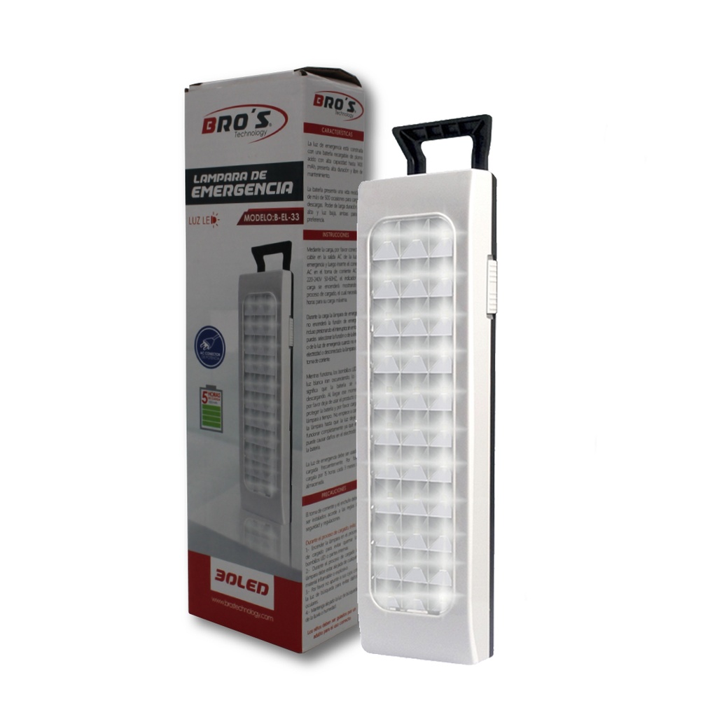 LAMPARA DE EMERGENCIA 30 LED, POTENCIA 1 WATTS, MARCA BROS