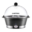 VAPORERA ELECTRICA PARA HUEVOS, CAPACIDAD PARA 6 HUEVOS
HERVIDOS DUROS O BLANDOS, INCLUYE BANDEJA PARA TORTILLAS,
MARCA CHEFMAN.