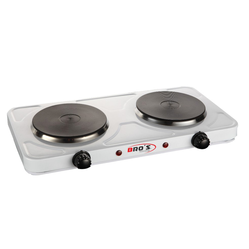 COCINA ELECTRICA DE 2 HORNILLAS TIPO PLATO 110V 60Hz 2000W MARCA BROS Technology