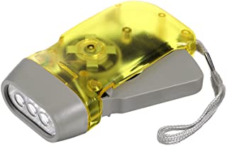 LINTERNA RECARGABLE MANUAL,3 LED,  SISTEMA DINAMO, COLOR AMARILLO MARCA LSI