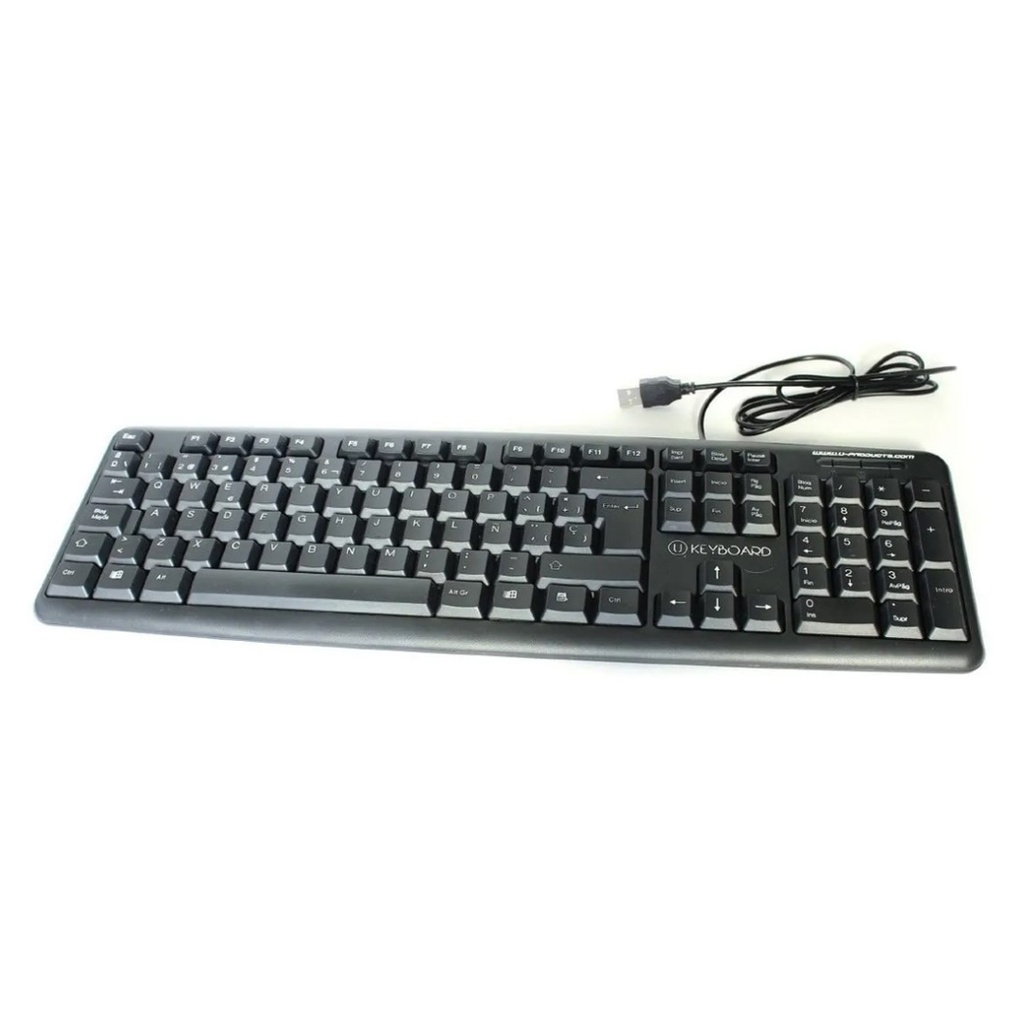 TECLADO ESTANDAR MODELO UK-01 CONECTOR USB// CABLE 1.45M/ COLOR NEGRO/ CONFIGURACION ESPAÑOL /MARCA U