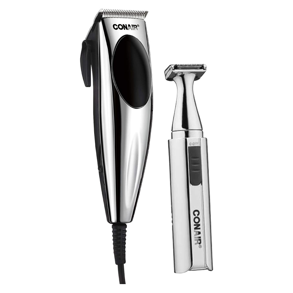 KIT 2 EN 1 - MAQUINA PARA AFEITAR Y MAQUINA PARA BARBAS /
TOTAL DE 20 PIEZAS / CUCHILLAS DE ACERO INOXIDABLE / 8 PEINES
PARA ESTILOS DIFERENTES / MAQUINA DE BARBAS INALAMBRICA /
INCLUYE TIJERAS, CAPA DE BARBERO, CLIPS DE ESTILO, ACEITE,
BROCHA DE LIMPIEZA Y ESTUCHE / MARCA CONAIR