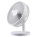 VENTILADOR RECARGABLE DE 5.5 PULGADAS// 3 VELOCIDADES//INCLUYE CABLE USB// COLOR BLANCO// CABEZAL  ANGULO 90°// MARCA MAINSTAYS