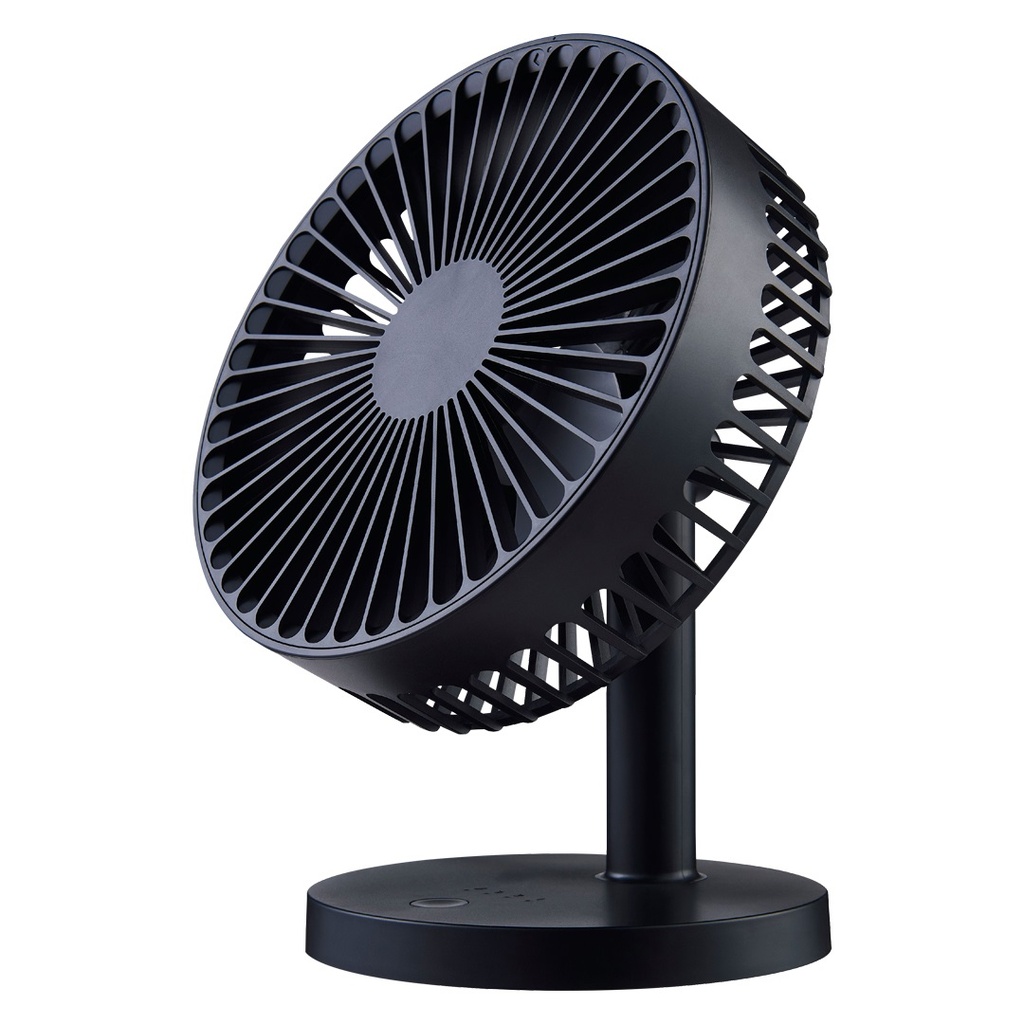 VENTILADOR RECARGABLE DE 5.5 PULGADAS// 3 VELOCIDADES//INCLUYE CABLE USB// COLOR NEGRO// CABEZAL ANGULO 90°// MARCA MAINSTAYS