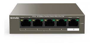 SWITCH/CONMUTADOR DE ESCRITORIO DE 5 PUERTOS A 10 / 100/ 1000 MBPS CON CONMUTADOR POE DE 4 PUERTOS, CUMPLE CON IEEE 802.3AF, EN ESTÁNDAR, ADMITE POTENCIA POE DE HASTA 30 W PARA PUERTO POE, CAJA DE ACERO, MARCA TENDA