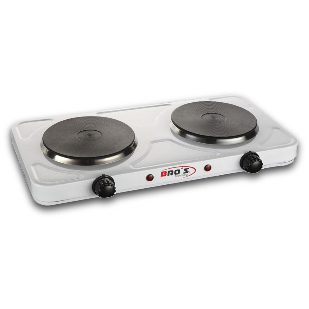 COCINA ELÉCTRICA DE ACERO INOXIDABLE // 2 HORNILLAS TIPO PLATO 110V 60Hz 2500W MARCA BROS Technology