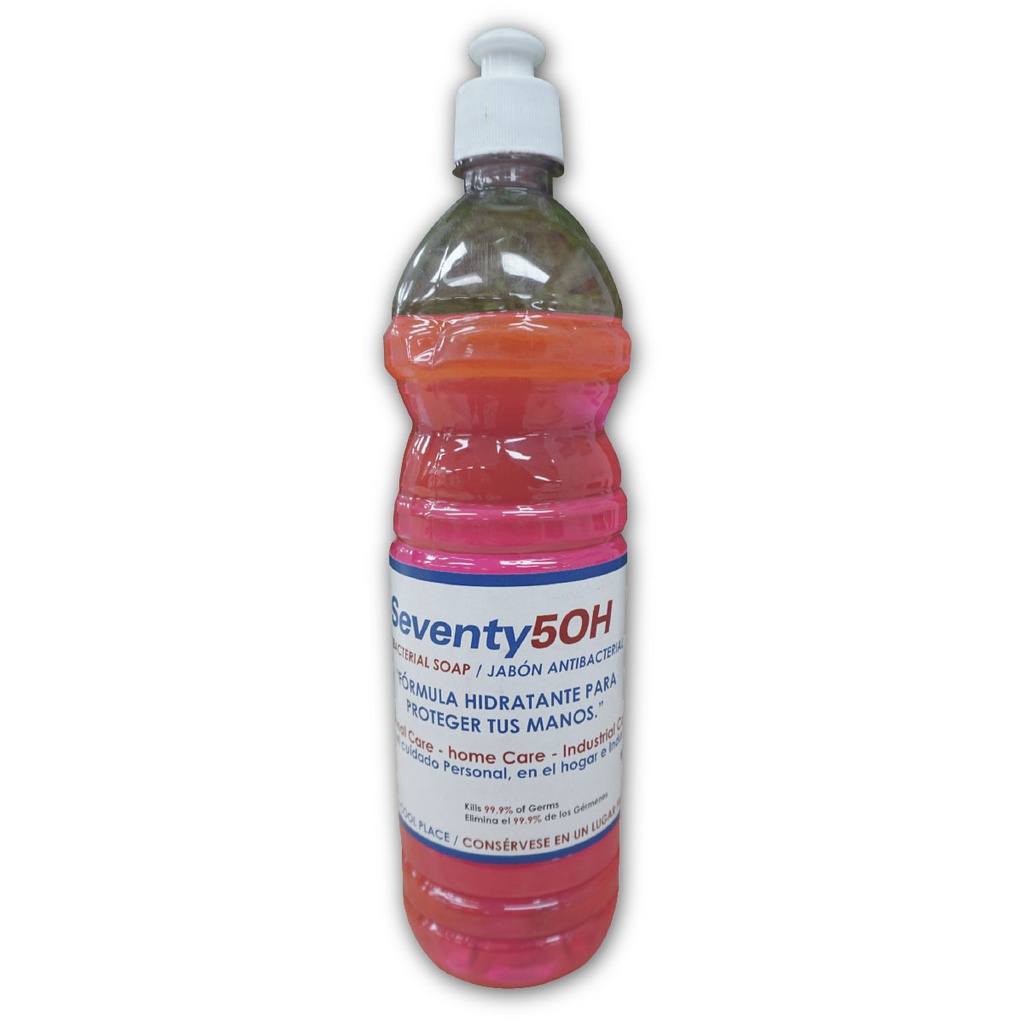 JABON ANTIBACTERIAL// FORMULA HIDRATANTE PARA PROTEGER LAS MANOS//1 LITRO //MARCA SEVENTY 50H