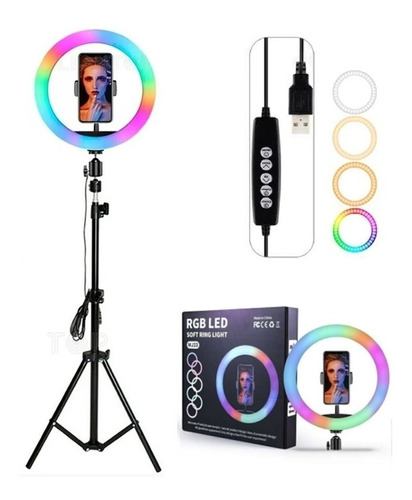 ARO DE LUZ PROFESIONAL// MULTICOLOR// 18 PULGADAS// MODELO MJ18// MARCA RGB
