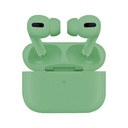 AUDIFONO, COLOR GREEN, AIRPODS PRO MACAROON, BLUETOOTH BT 5.0 DISTANCIA 10-20 METROS, TIEMPO DE CARGA UNOS 40 MINUTOS, BATERIA EN CADA AURICULAR 45 MAH, ESTUCHE DE CARGA 300 MAH.
