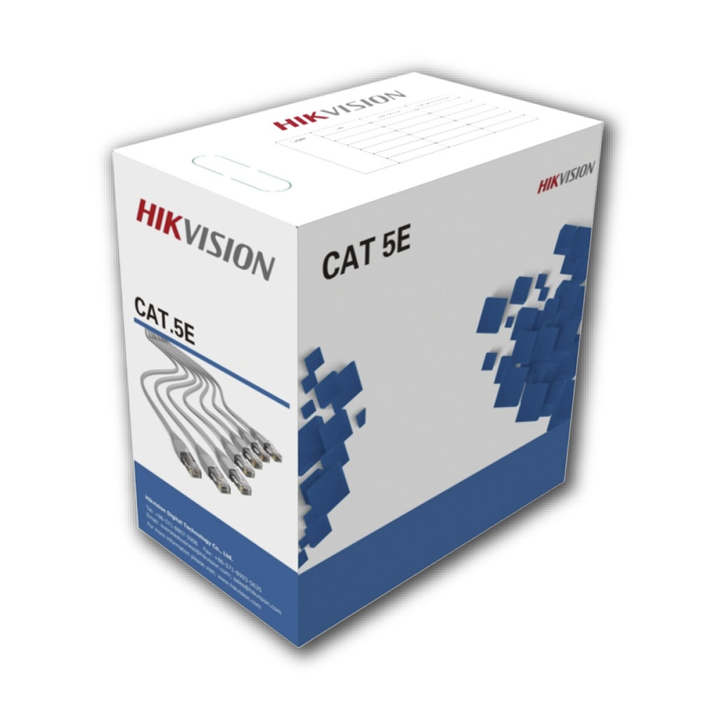 CABLE DE RED CAT5E UTP // 305 METROS // COBRE SÓLIDO DESNUDO 100%// DIÁMETRO DE AISLAMIENTO 0,82 ± 0,04 MM // ESPESOR 0,50 ± 0,05 MM //MATERIAL PVC (CUMPLE CON ROHS) // TRANSMISIÓN POE LARGA DISTANCIA GARANTIZADA | MARCA HIKVISION