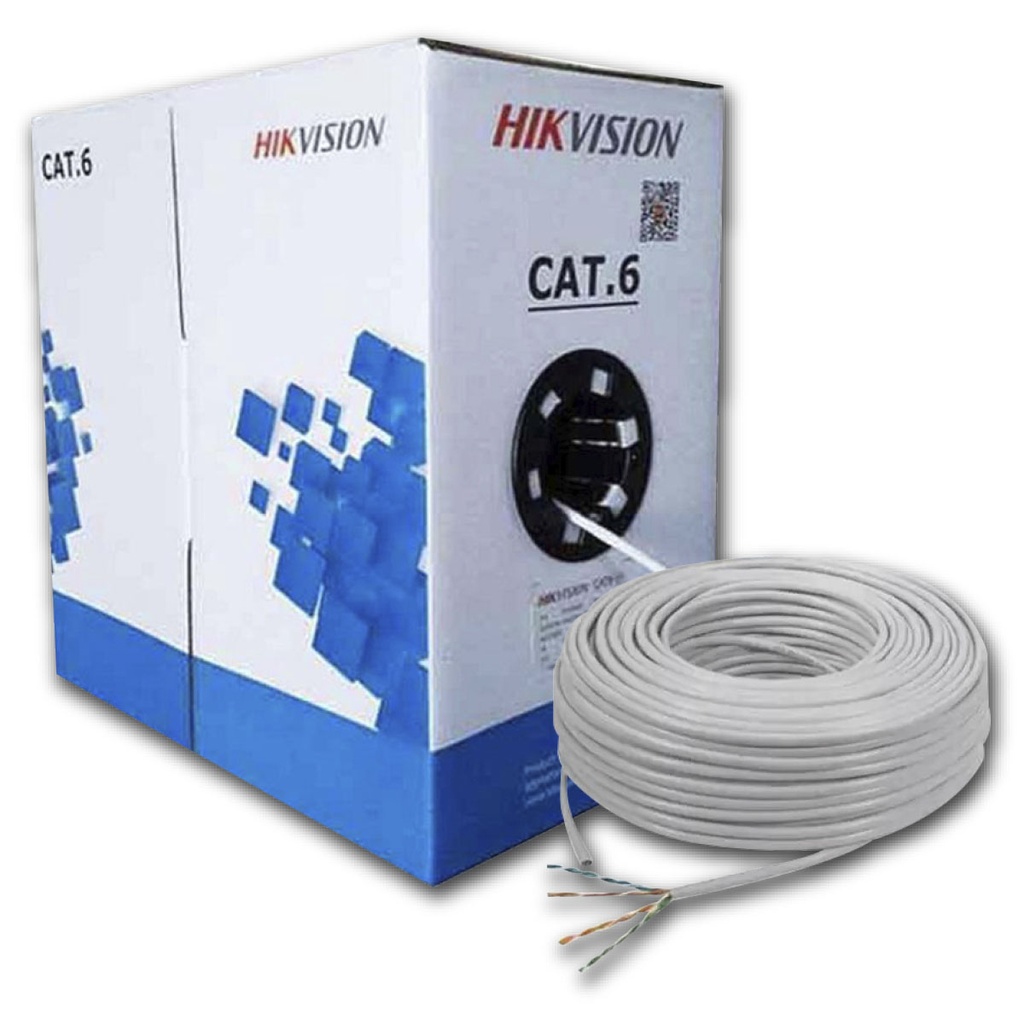 CABLE DE RED CAT6 UTP // 305 METROS // COBRE SÓLIDO DESNUDO 100%// DIÁMETRO DE AISLAMIENTO 0,95 ± 0,05 MM // ESPESOR 0,50 ± 0,05 MM //MATERIAL PVC (CUMPLE CON ROHS) // TRANSMISIÓN POE LARGA DISTANCIA GARANTIZADA| MARCA HIKVISION