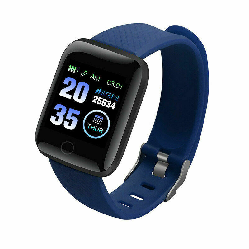 BRAZALETE SMARTWATCH MODELO 116 PLUS COLOR AZUL / BLUETOOTH /
MONITOREO DE SUEÑO, PERDIDA DE CALORIAS, PRESION DE
SANGRE, LLAMADAS Y MENSAJES / PANTALLA TACTIL / MATERIAL
SUAVE DE GRAN CALIDAD / BATERIA DE LARGA DURACION