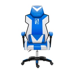 [CHRAGMLIREWHITEBLUE] SILLA JUGADOR 209 / SOPORTE LUMBAR, SOPORTE PARA EL CUELLO Y BRAZOS, ACABADOS DE PLASTICO, BASE CROMADA, LEVANTAMIENTO NEUMÁTICO, INCLINACIÓN AJUSTABLE / COLOR BLANCO Y AZUL / MARCA ELEDO