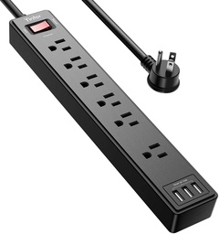 [CREGYINTAR6OU3USB] REGLETA DE ALIMENTACIÓN, PROTECTOR DE SOBRETENSIÓN CON 6 SALIDAS AC Y 3 PUERTOS USB, CABLE DE EXTENSIÓN DE 6 PIES (1250 W / 10 A), ENCHUFE MÚLTIPLE PARA VARIOS DISPOSITIVOS, TELÉFONO INTELIGENTE, TABLETA, COMPUTADORA PORTÁTIL / MARCA YINTAR