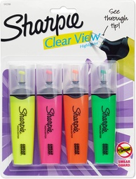 [CRESALTSHARPIE4PACK] MARCADORES RESALTADORES DE VISIÓN TRANSPARENTE, PUNTA DE CINCEL, COLORES SURTIDOS, 4 UNIDADES, AMARILLO, NARANJA, ROSA Y VERDE / MARCA SHARPIE