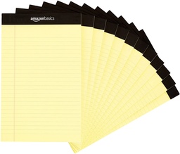 [CBLOCRAYASAMAZON12PK] AMAZONBASICS – BLOC DE RAYAS ANGOSTAS, 5 X 8 PULGADAS, 50 HOJAS, PACK DE 12 BLOCS, COLOR AMARILLO