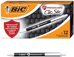 [CPENBIC12UNITSBLACK] CAJA DE BOLIGRAFOS BIC, PREVAGUARD PROTECCION PARA SUPRIMIR BACTERIAS, LA PUNTA MEDIA DE 0.039 IN / COLOR NEGRO, CAJA DE 12 UNIDADES
