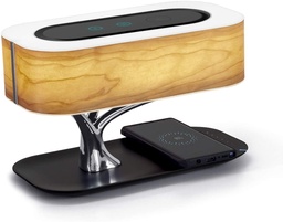 [CBEDLAMPMASDIO] LÁMPARA DE NOCHE CON ALTAVOZ BLUETOOTH Y CARGADOR INALÁMBRICO, MODO DE SUEÑO, 20WATTS DE POTENCIA / MARCA MASDIO