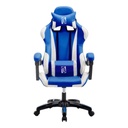 [OFCHGMBKBLWH] SILLA JUGADOR 920 // SOPORTE LUMBAR, SOPORTE PARA EL CUELLO, BRAZOS ACOLCHADOS PARA MAYOR COMODIDAD, BASE CROMADA, LEVANTAMIENTO NEUMÁTICO, INCLINACIÓN AJUSTABLE. COLOR BLANCO Y AZUL, MARCA ELEDO// INCLUYE ALMOHADILLA