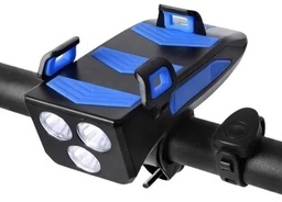 [CBIKETORCHSTRN24BLCK] FAROS DE BICICLETA F570 / CAPACIDAD DE 2400MAH / A PRUEBA DE AGUA IPX6 / CON SOPORTE PARA CELULAR / CARGA CON CABLE USB / BOTONES PARA LUCES Y BOCINA / 3 LEDS PARA UNA MAYOR POTENCIA / BOCINA DE 120 DECIBELES / COLOR NEGRO/ MARCA SMILING SHARK