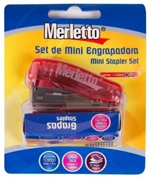 [CSETMINGRAPABULT] SET DE MINI GRAPADORA / INCLUYE 1000 GRAPAS / COLORES VARIADOS / MARCA MERLETTO