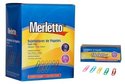 [CPAPERCLIPS33COBUL] CLIPS SUJETA PAPELES / TAMAñO 33 MM / COLORES VARIADOS / 100 PIEZAS POR CAJA / MARCA MERLETTO