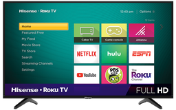 [40H4030F1RB] TELEVISOR INTELIGENTE 40" FHD / RESOLUCION  1920X1080P / CON ROKU TV / TASA 120HZ / RELACION DE ASPECTO 16:9 / AUDIO DTS 2 X 7W / CON WIFI / 3 HDMI, 1 USB, 1 RF, 1 RCA, 1 OPTICO / MONTAJE DE PARED M6 VESA 100X200 / MARCA HISENSE / MODELO 40H4030F1