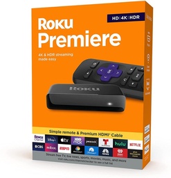 [RE3920RROKUPREMIE] ROKU PREMIERE 4K / INCLUYE CONTROL REMOTO / CABLE HDMI / CABLE DE PODER USB / ADAPTADOR DE CORRIENTE / MARCA ROKU / MODELO 3920R