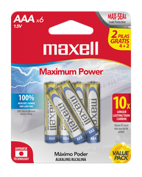 [BATX6AAALR03] BATERIAS ALCALINAS AAA, PACK DE 6 / MARCA MAXELL / TIPO LR03