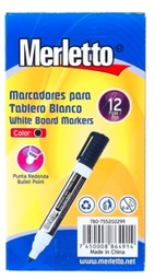 [CMARCADTABNEG12UND] MARCADORES PARA TABLERO / COLOR NEGRO / UNIDAD / MARCA MERLETTO