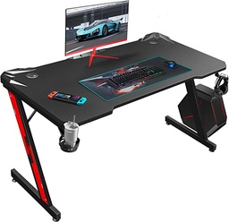 [HOMALLDESK] ESCRITORIO GAMER // DIMENSIONES 44 X 23.6 X 29.3 PULGADAS // INCLUYE: PORTAVASOS, GANCHO PARA AURICULARES, PORTA AUDIFONOS, // SUPERFICIE DE FIBRA DE CARBONO DURADERA Y DISEÑO DE ARCO ERGONÓMICO // BASE ROBUSTA EN FORMA DE Z //  ENSAMBLAJE SENCILLO Y RÁPIDO // MARCA HOMALL