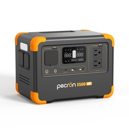 [E500LFP] ESTACIÓN DE PODER PORTÁTIL,600W AC,GRAN CAPACIDAD DE 576WH (19.2V30Ah),PANTALLA LCD,LUZ LED INCORPORADA,FUNCIÓN UPS,BATERÍAS LIFEPO4,VIDA ÚTIL CON DE +3500 CICLOS DE CARGA,COMPATIBLE CON CARGA SOLAR CON PUERTO DC5521 Y PUERTO USB C,PUERTOS DE SALIDA: AC X 2; USB A X 2; USB C (100W) X 1; AUXILIAR DE CARRO X 1; DC 5525 X 2,CARGA INALÁMBRICA (15W),CONTROL INTELIGENTE A TRAVÉS DE APP, MARCA PECRON