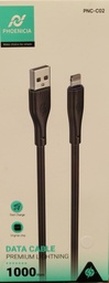 [PNC-C02-LIGHTINING-1M-BLK] CABLE DE CARGA RAPIDA, 12W, LIGHTNING A USB A, 1 METRO DE LARGO, COLOR NEGRO. MARCA PHONENCIA