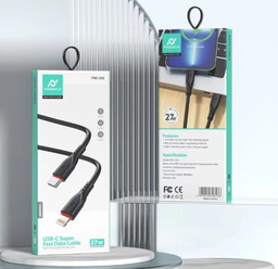 [PNC-C03-CL-1M-BLK ] CABLE DE CARGA RAPIDA, 27W, LIGHTNING A USB C, 1 METRO DE LARGO, COLOR NEGRO. MARCA PHONENCIA