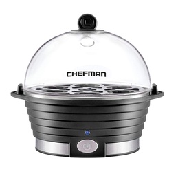 [CRJ24-V2] VAPORERA ELECTRICA PARA HUEVOS, CAPACIDAD PARA 6 HUEVOS
HERVIDOS DUROS O BLANDOS, INCLUYE BANDEJA PARA TORTILLAS,
MARCA CHEFMAN.