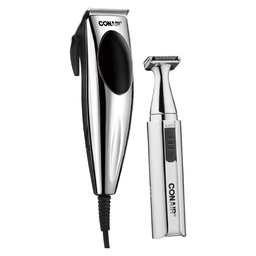 [CHCT202N] KIT 2 EN 1 - MAQUINA PARA AFEITAR Y MAQUINA PARA BARBAS /
TOTAL DE 20 PIEZAS / CUCHILLAS DE ACERO INOXIDABLE / 8 PEINES
PARA ESTILOS DIFERENTES / MAQUINA DE BARBAS INALAMBRICA /
INCLUYE TIJERAS, CAPA DE BARBERO, CLIPS DE ESTILO, ACEITE,
BROCHA DE LIMPIEZA Y ESTUCHE / MARCA CONAIR