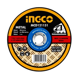 [MCD121151] DISCO DE CORTE 1,2MM P/ESMERIL 4-1/2"// MARCA INGCO