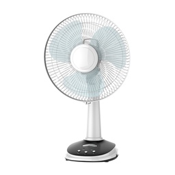 [FAN12-5201B] VENTILADOR DE 12 "CA / CC, BATERÍA DE PLOMO-ÁCIDO RECARGABLE DE 6V4.5AH, 4 LUCES LED BRILLANTES, INDICADOR DE CARGA COMPLETA, SELECCIÓN DE 3 VELOCIDADES, ENTRADA DE 12 V, SALIDA USB DE 5 V